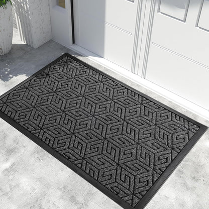 Yimobra Doormat Outdoor Entrance 29.5x17, All-Weather Waterproof Outdoor Mats for Front Door, Non Slip Welcome Door Mat for Patio Proch Outside Entryway Indoor, Black