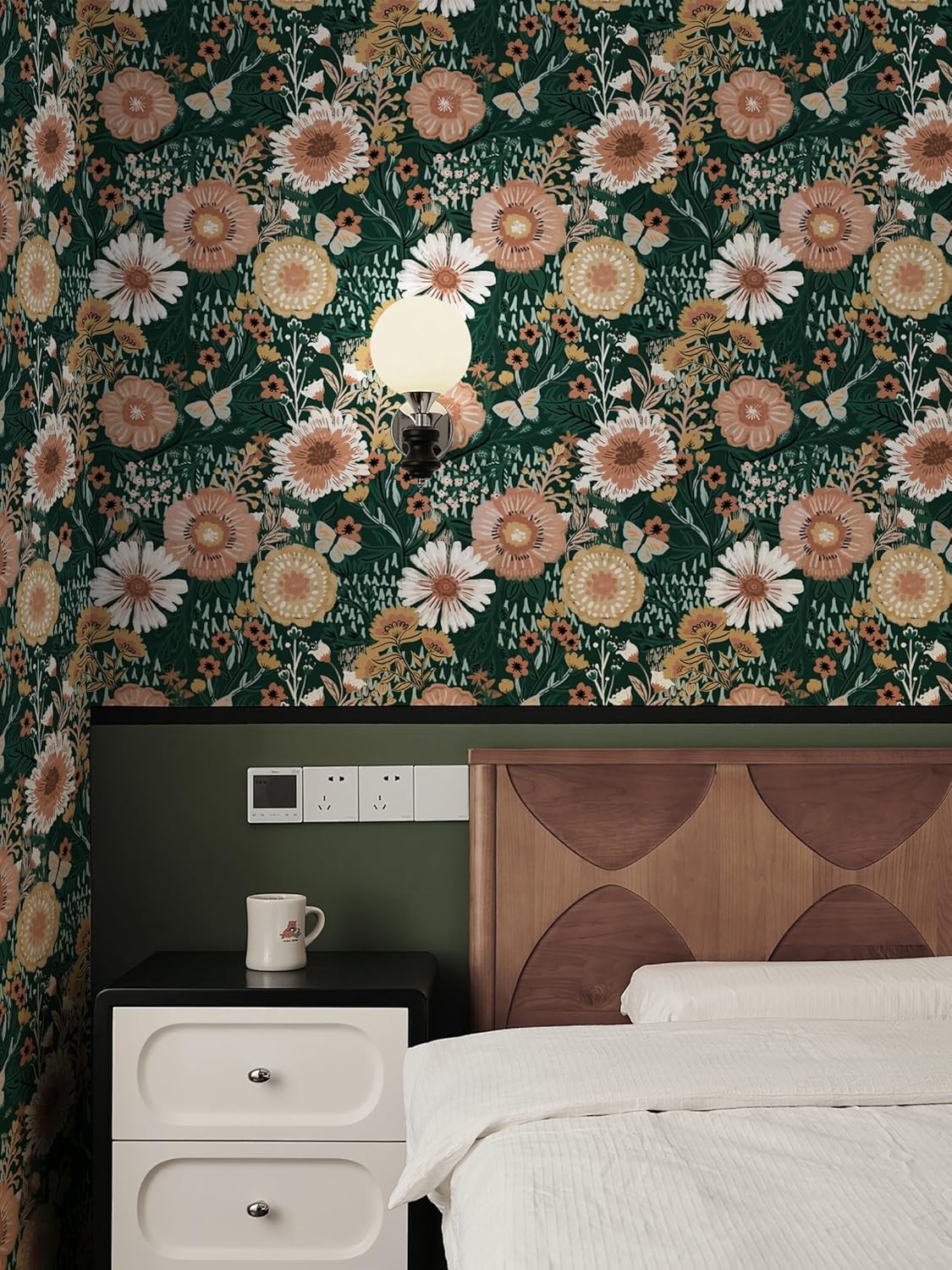 Dimoon 17.3''x78.7'' Peel and Stick Wallpaper Floral Cute Contact Paper Vintage Village Country Cottage Wallpaper Farmhouse Yellow Beige Renter Friendly Geometry Waterproof Embossed Kitchen Bedroom