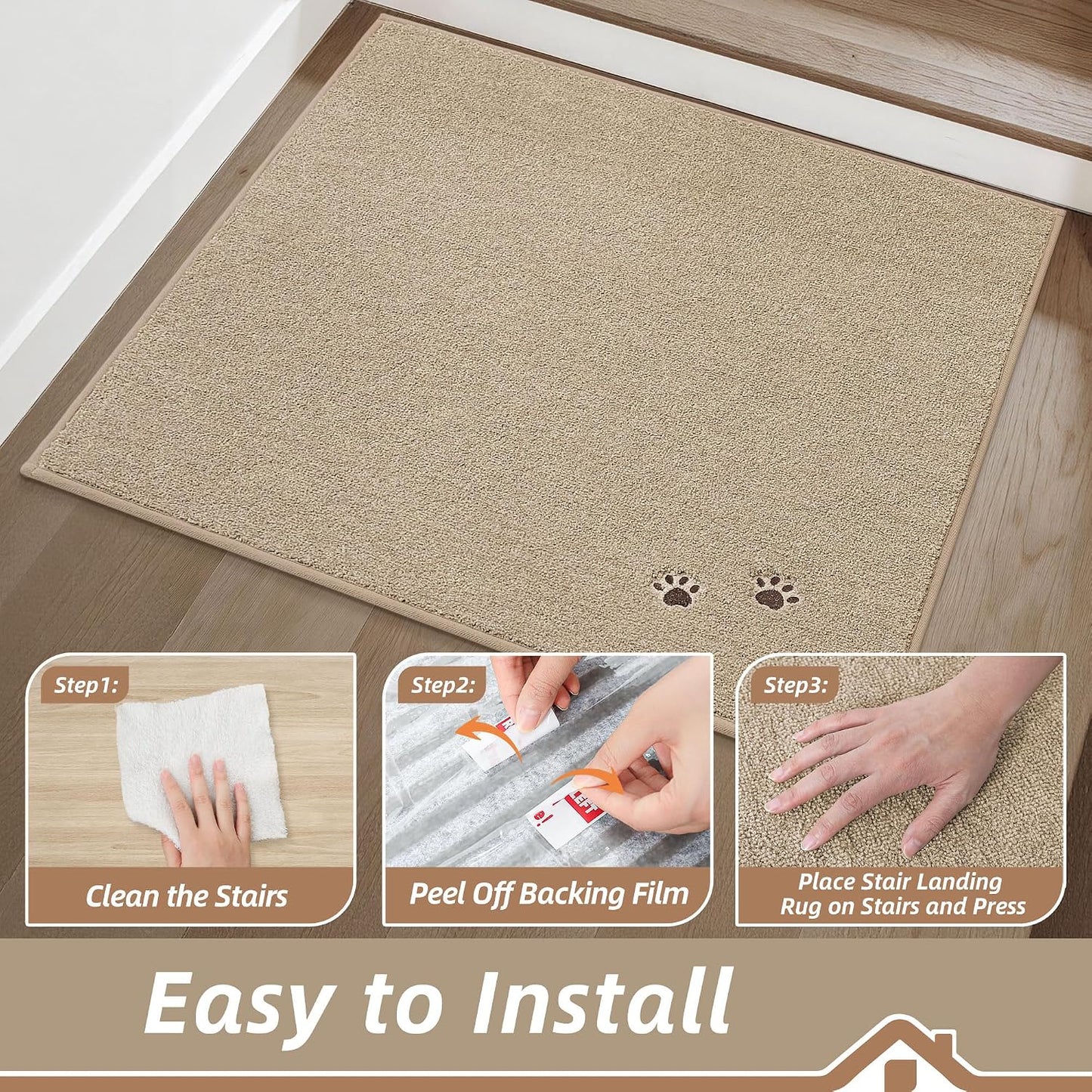 BEQHAUSE Stair Treads for Wooden Steps 28inX9in, Non Slip Carpet Stair Treads Indoor Stair Runners Machine Washable, Soft Stair Rugs Mat Surface Polyester TPE Backing, 4pcs, Charcoal