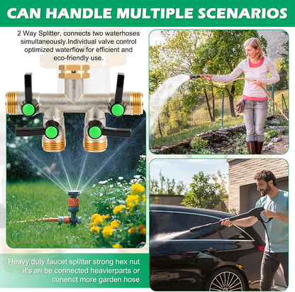 Love Is War 2 Way Hose Splitter Garden Water Faucet Spigot Splitter | Standard 3/4 inch GHT thread fits all common outdoor spigots and hoses