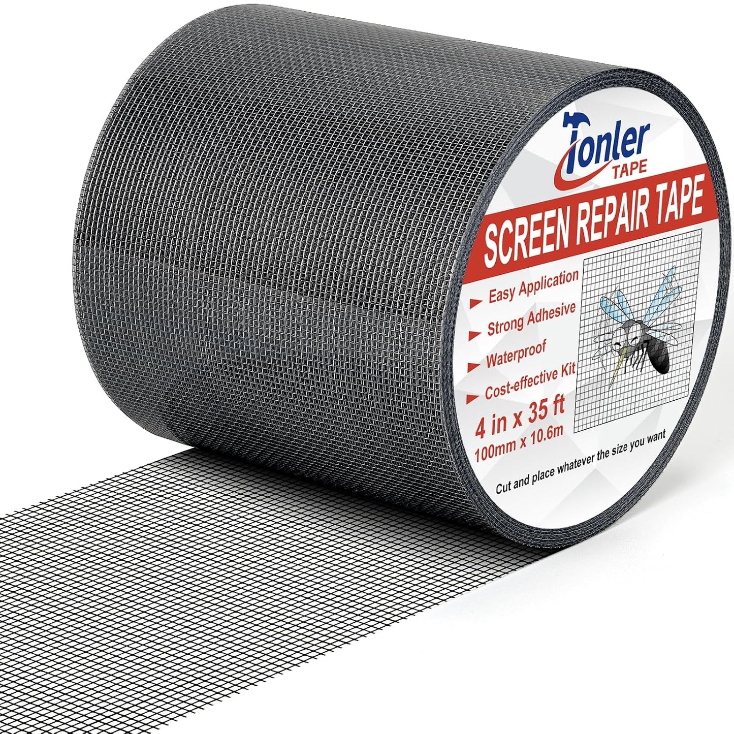 Gray Window Screen Repair Tape 2 in X 35 FT Fiberglass Screen Patch Strong Adhesive Mesh Tape for Window & Door Screen Holes & Tears Repair Kit