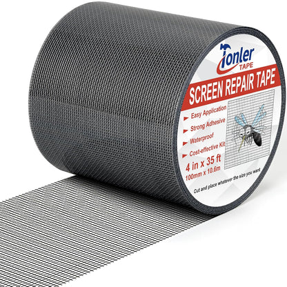 Gray Window Screen Repair Tape 2 in X 35 FT Fiberglass Screen Patch Strong Adhesive Mesh Tape for Window & Door Screen Holes & Tears Repair Kit