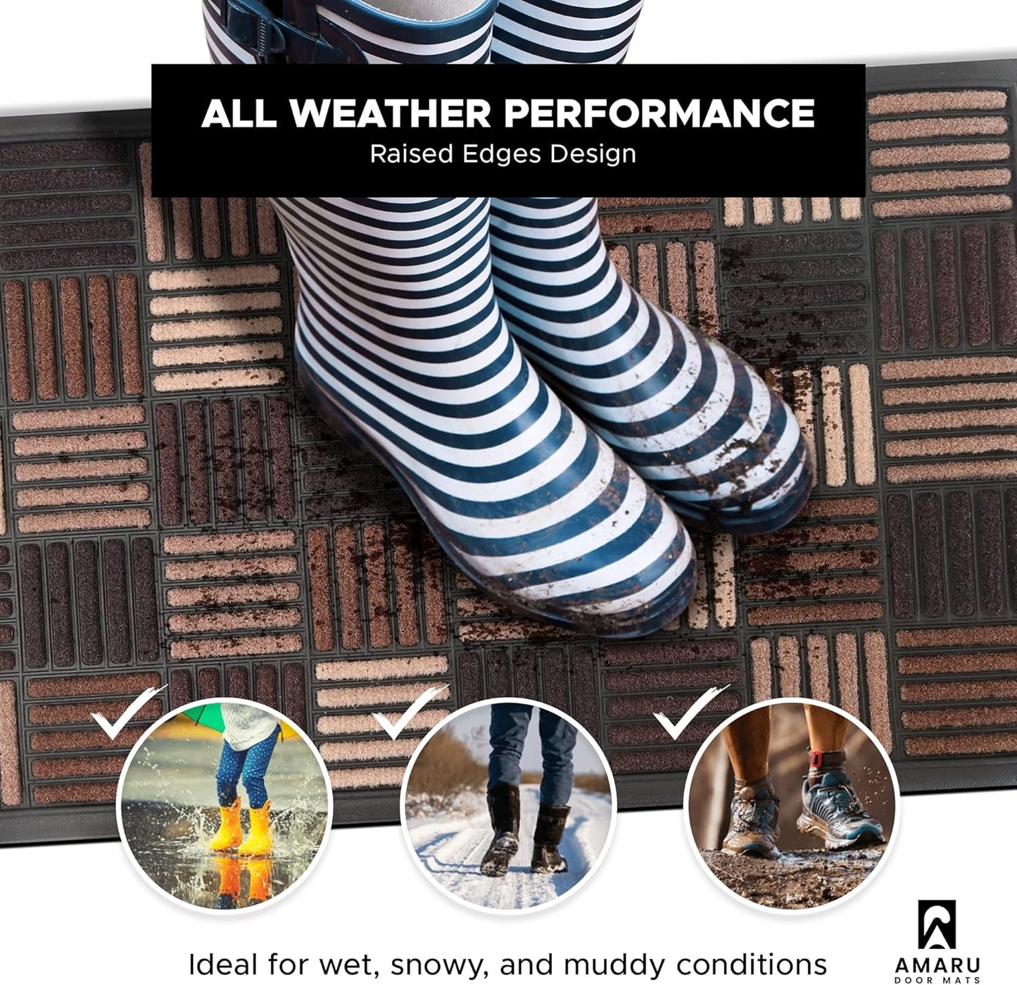 Extra Durable, Superior Absorption, Front Door Mat for Outdoor & Indoor - Welcome Mat for Entryway, Entrance, Patio, Porch - Waterproof, Non-Slip Backing, Coarse Fibers (Scales,17x29)