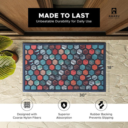 Extra Durable, Superior Absorption, Front Door Mat for Outdoor & Indoor - Welcome Mat for Entryway, Entrance, Patio, Porch - Waterproof, Non-Slip Backing, Coarse Fibers (Scales,17x29)