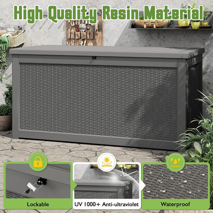 KAMABOKO 31 Gallon Outdoor Storage Box, Resin Deck Boxes Indoor and outdoor, Waterproof Storage Box Lockable Lid for Garden Tools, Package Delivery, Pool Supplies, Patio Cushions, Black