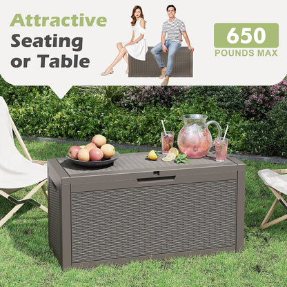 35 Gallon Outdoor Storage Box, Waterproof Resin Deck Box with Lockable Lid – Storage Cabinet for Patio Furniture, Pool Supplies, Garden Tools – Indoor & Outdoor Use