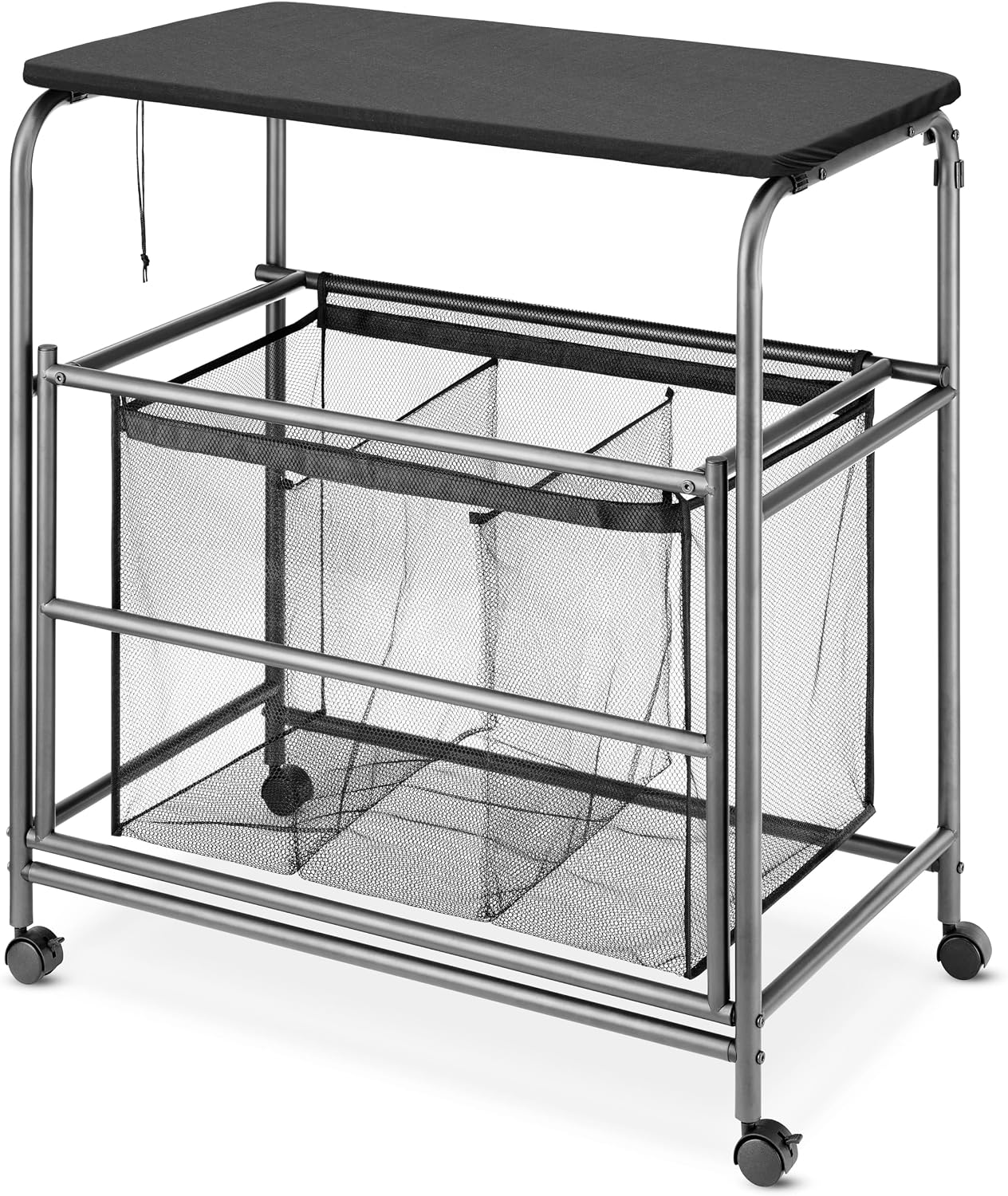 Whitmor Laundry Sorter, 92L Laundry Hamper with Shelf & 2 Removable Bags, 2 x 12.1 Gallons (46L), 28.8 x 13 x 28.4 Inches, Dirty Clothes Hamper Organizer for Laundry Room, Bathroom, Dorm, Black