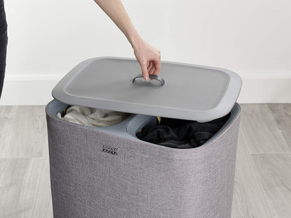 Joseph Joseph Tota Trio 90 liter/23.8 gallon Laundry Hamper Separation Basket with lid, 3 Removable Washing Bags with Handles- Ecru