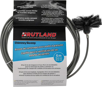 Rutland 4-Inch Pellet Stove/Dryer Vent Brush with 20-Feet Handle