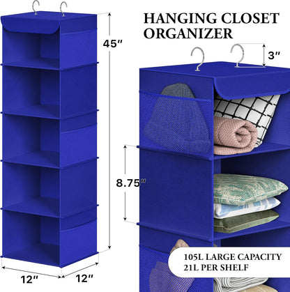 Simple Houseware 6 Shelf Hanging Closet Organizer, Gray