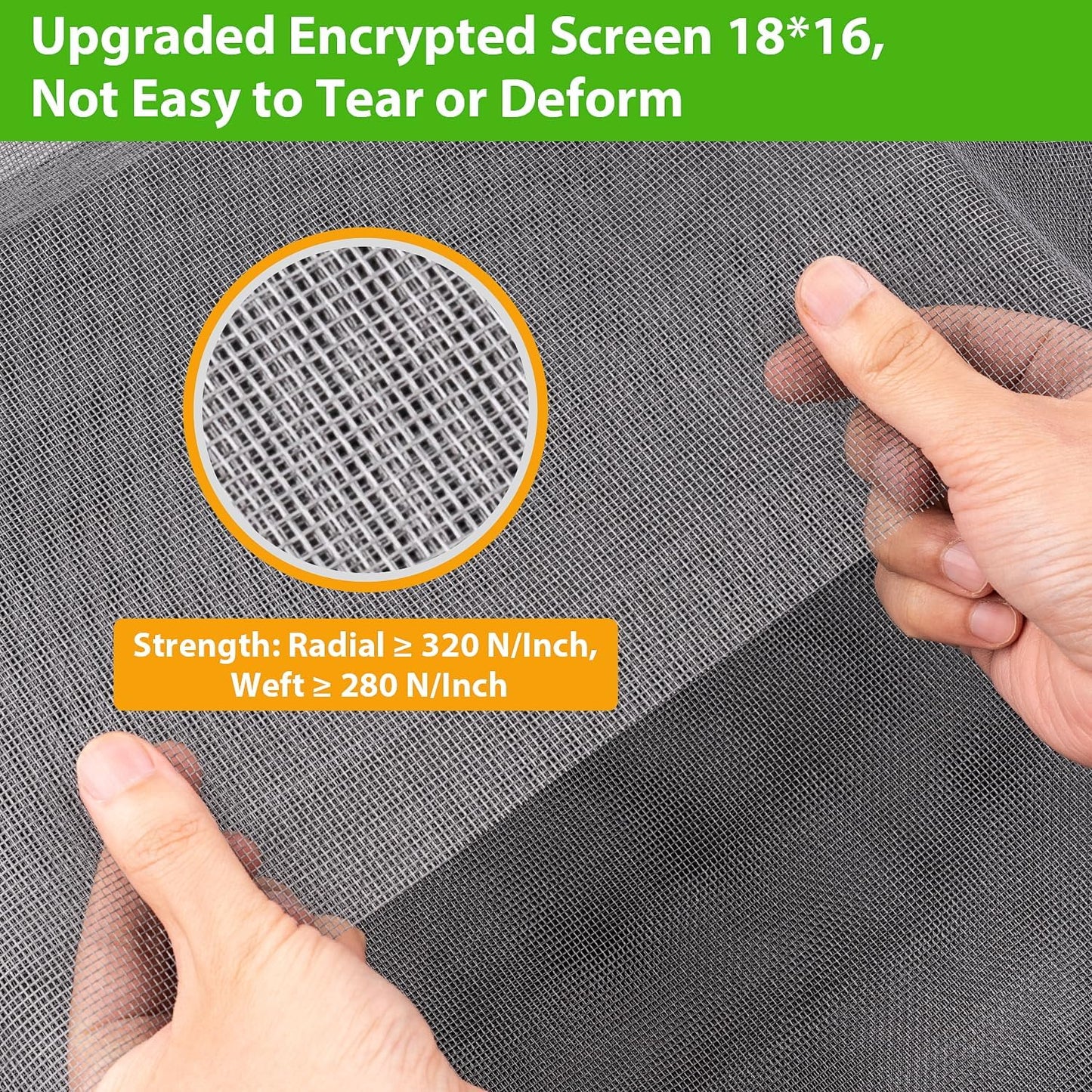 Ouskr Replacement Window Screens Kit, 48X118 Inch Durable Window Screen Mesh for Patio Porch Door Windows, DIY Adjustable Fiberglass Screen Repair Kit with Rolling Tool Hook Ruler Cutter Spline