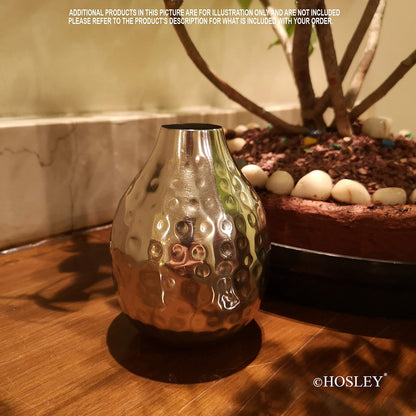 Hosley Small Cream Metal Tote Vase – Set of 4, 4.5" Long Decorative Mini Vases for Dried Floral Arrangements, Coffee Tables, Side Tables & Home Décor Accents