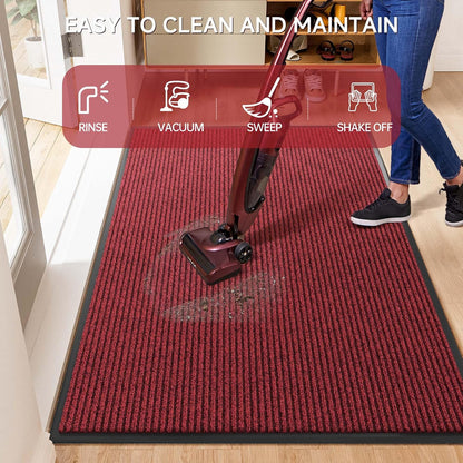 100pointONE Durable Front Door Mat, Heavy Duty Indoor Outdoor Doormat, 48” x 36” Low Profile Outdoor Mats for Home Entrance, Stain and Fade Resistant Shoe Scraper Mat, Ideal for High Traffic Area