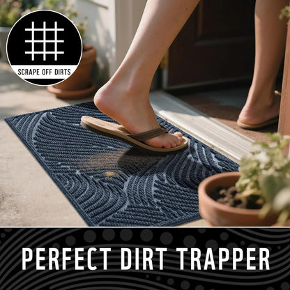 Yimobra Doormat Outdoor Entrance, Simple Stripes All-Weather Waterproof & Non-Slip Mat for Front Door, Heavy Duty Welcome Mat for Indoor, Garage, Patio-29.5x17, Dark Grey