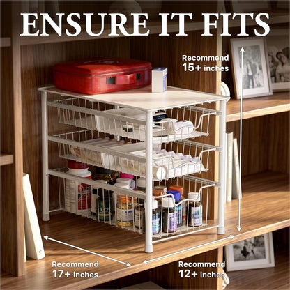 Simple Houseware Stackable 2 Tier Sliding Basket Organizer Drawer, Chrome
