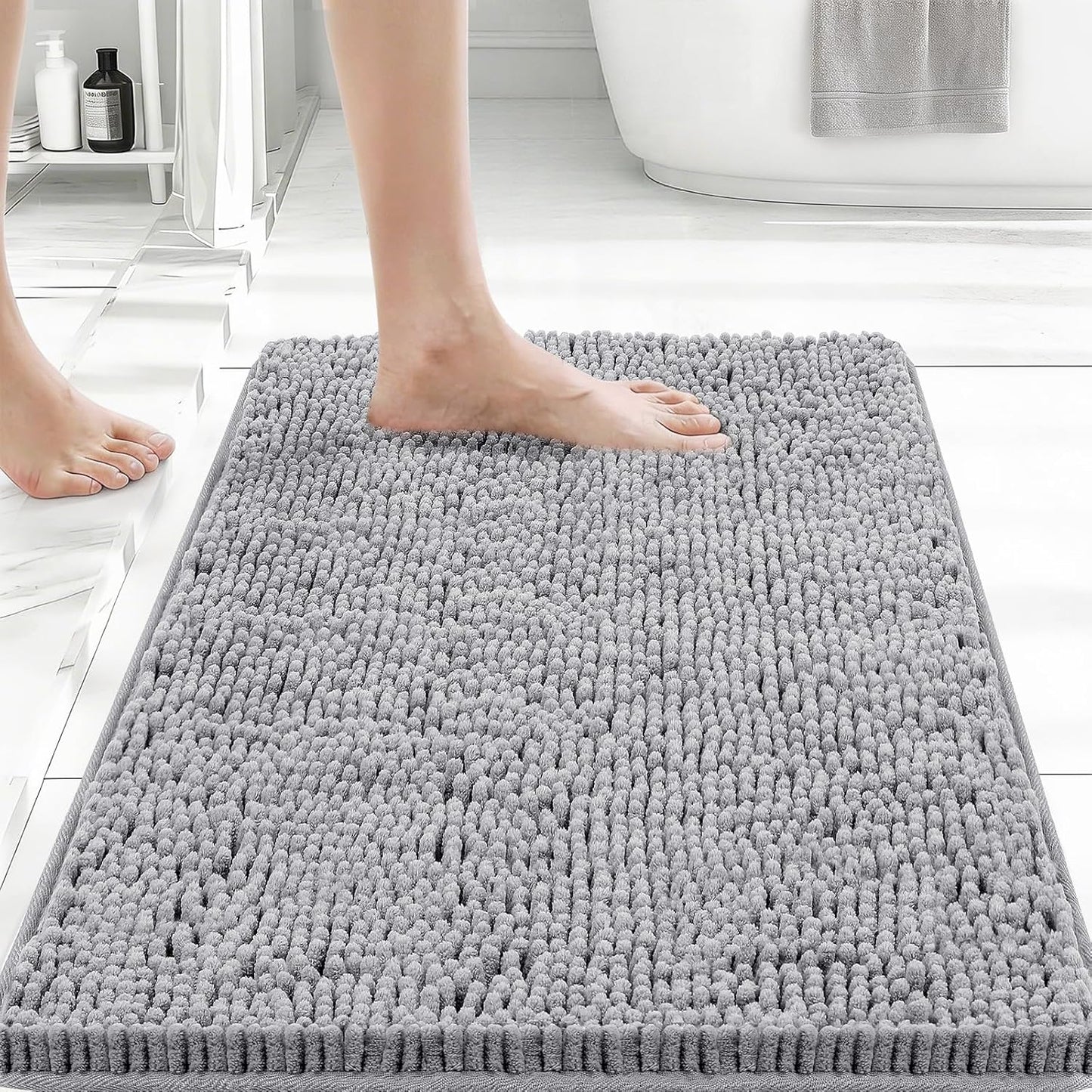 Bcoimo Bathroom Rugs 24x17, Bath Mats for Bathroom Non Slip with Rubber Backing,High Absorbent Microfiber Bath Rugs Quick Drying, Machine Washable, Durable Decor