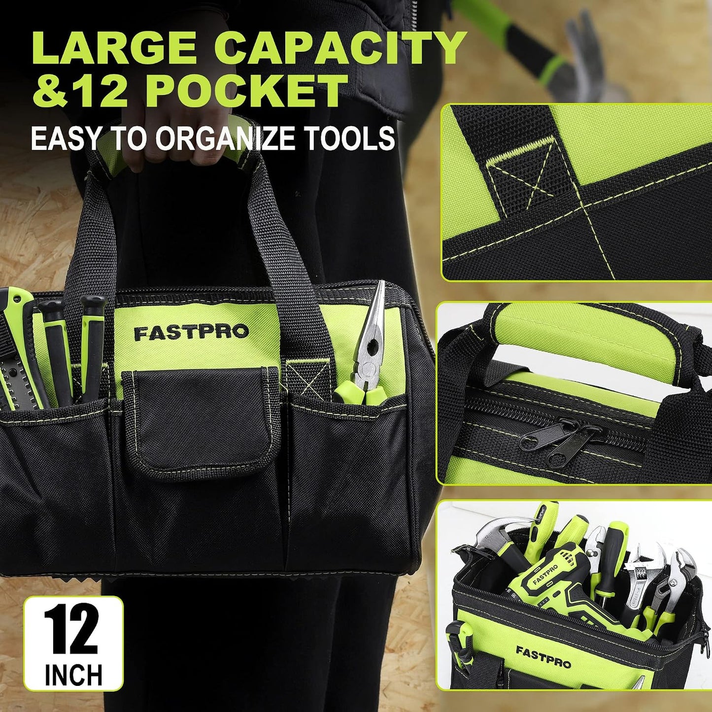 FASTPRO 232-Piece Home Tool Set with Drill, 20V Cordless Drill Driver, Household Repairing Tool Kit with Drill, 12-Inch Wide Mouth Storage Tool Bag Included, Red