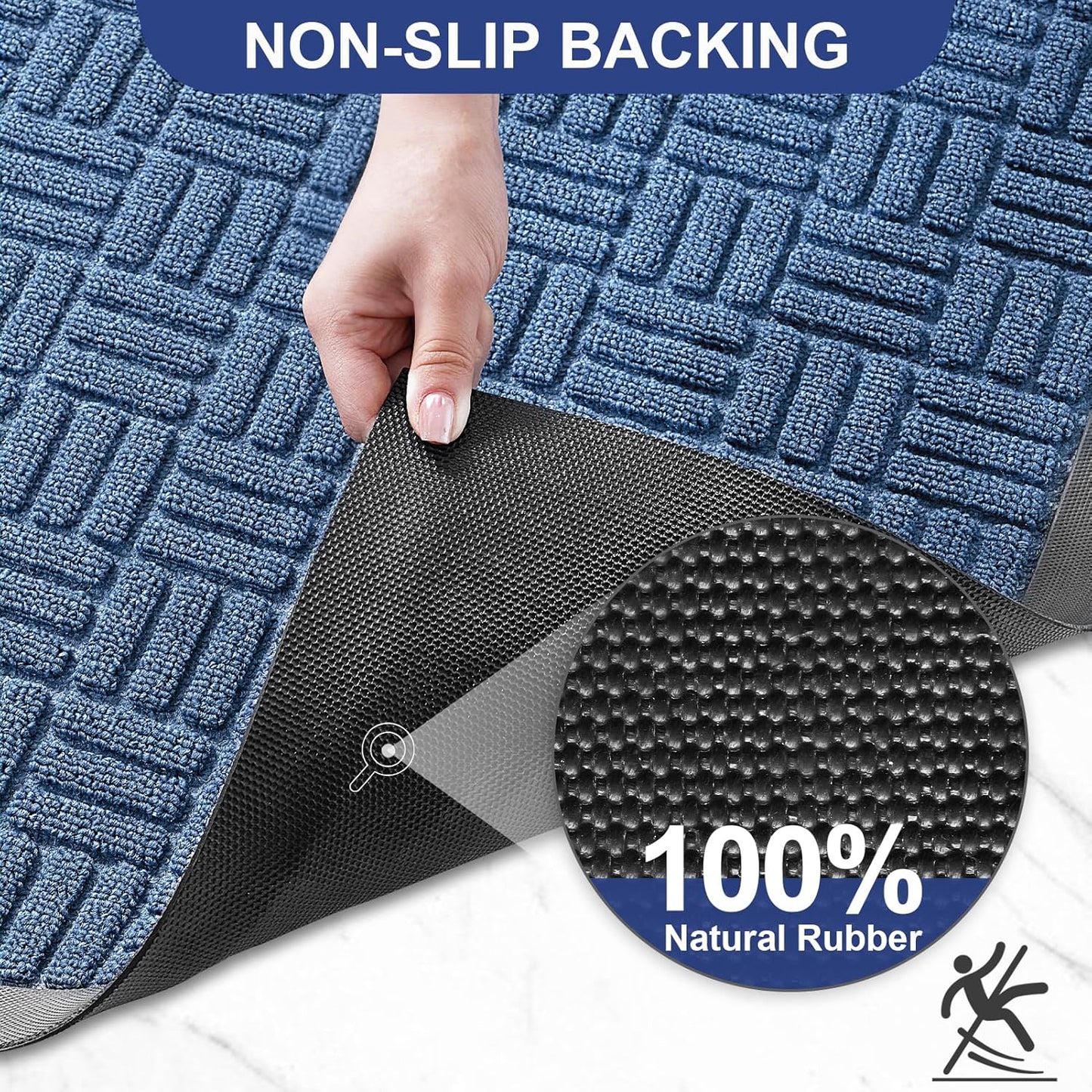 Mibao Front Door Mat, Heavy Duty Durable Welcome Mat for Outdoor Indoor, Dirt Trapper Waterproof Super Absorbent Door Mat for Entryway Outside Patio Porch, 29.5" x 17", Grey
