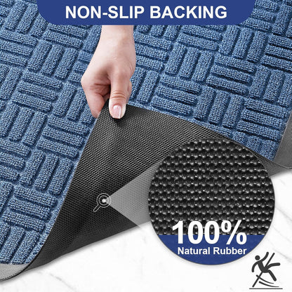 Mibao Front Door Mat, Heavy Duty Durable Welcome Mat for Outdoor Indoor, Dirt Trapper Waterproof Super Absorbent Door Mat for Entryway Outside Patio Porch, 29.5" x 17", Grey