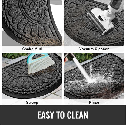 Mibao Front Door Mat Indoor Outdoor Entrance, Semicircular Entrance Mat, Half Round Waterproo Non-Slip Durable Rubber Door Mats, Low Profile Heavy Duty Doormat for Garage, Patio, 30" x 18", Yellow