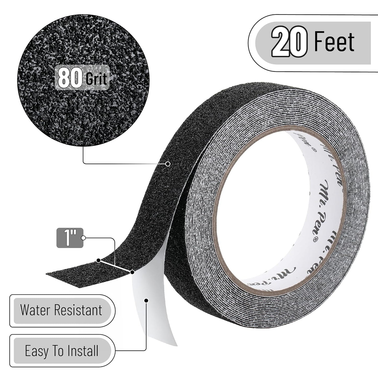 Mr. Pen- Grip Tape, 2 Inch, 23 Feet, Anti Slip/Non Skid Tape, Grip Tape | Friction Tape for Stair, Black Grip Tape Roll, Waterproof