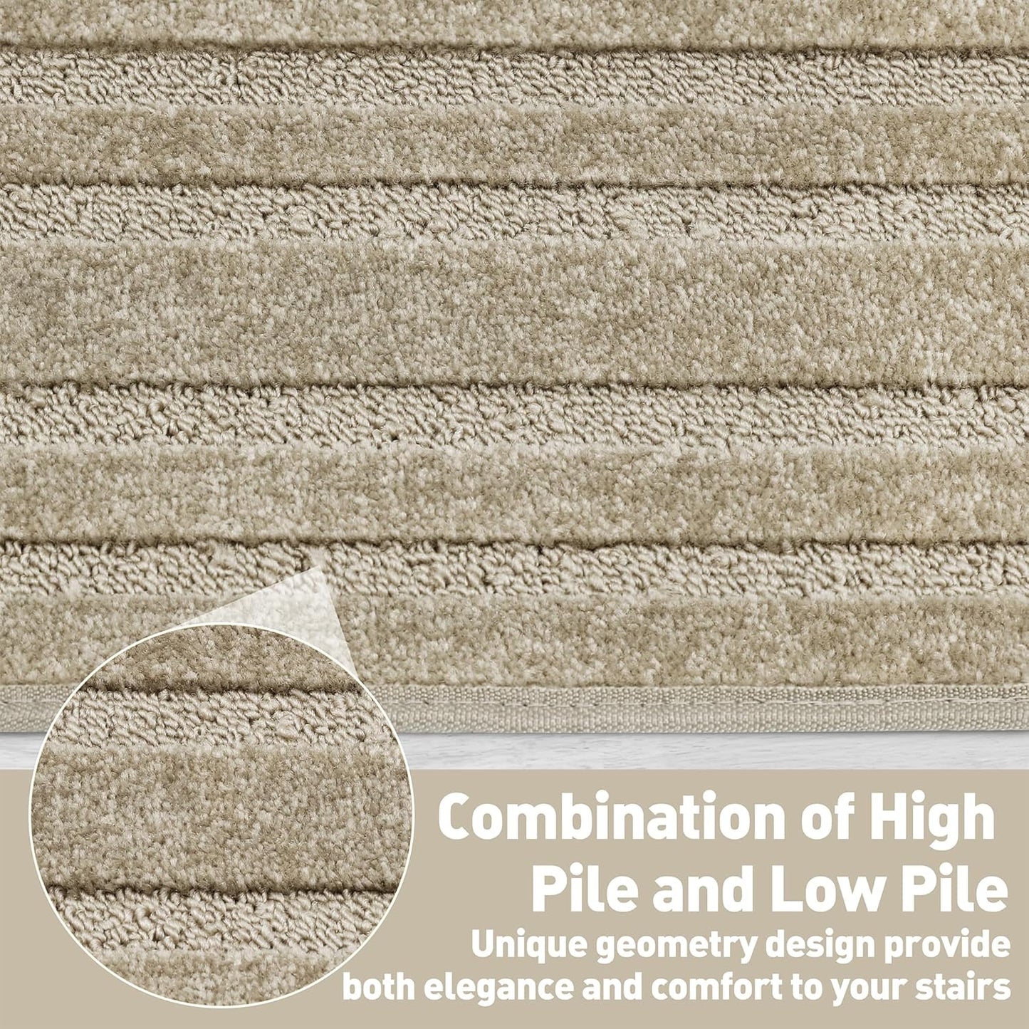 PURE ERA Carpet Stair Treads Tape Free Non Slip Indoor Stair Carpet Stair Protectors Pet-Friendly Non-Slip Skid Resistant Washable Reusable 8" x 30"(2 Pieces,Black)