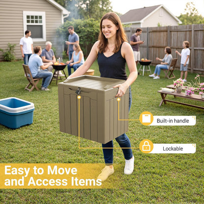 Greesum Outdoor Storage Box 31 Gallon Storage Box with Lid for Patio Furniture, Garden Tools, Pool Supplies, Waterproof and UV Resistant, Lockable, Dark Black