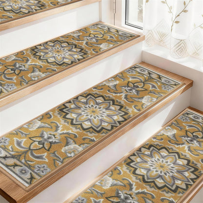 COSY HOMEER Stair Treads for Wooden Steps Non Slip Washable 8" X 30" 4pcs | Self Adhesive,Peel and Stick,Soft Carpet Stair Treads for Kids,Elder,Pet,Residue Free,Reusable Stair Runner,Multi-Surface Use