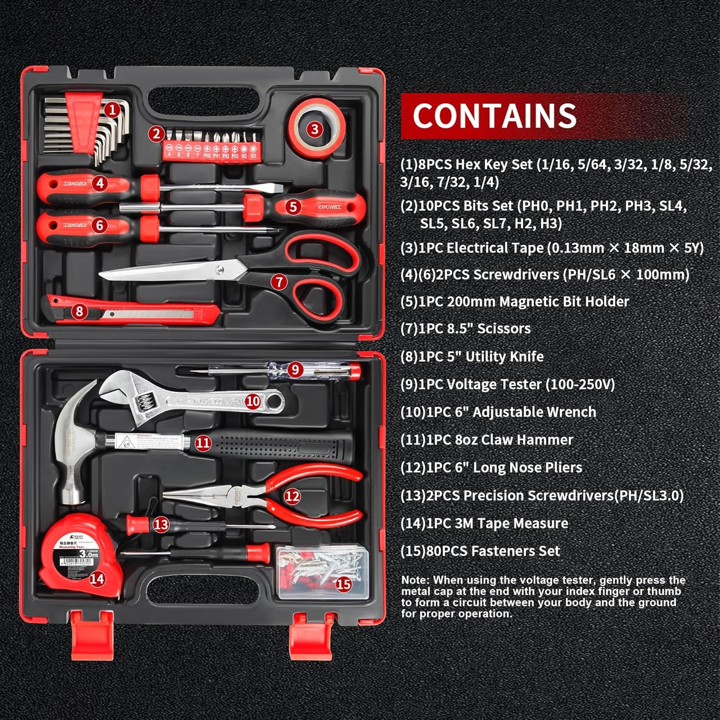 32 Piece Home Repair Tool Kit, General Household and DIY Basic Tool Kit with Wrenches, Screwdrivers, and Toolbox for Home, Garage, Office