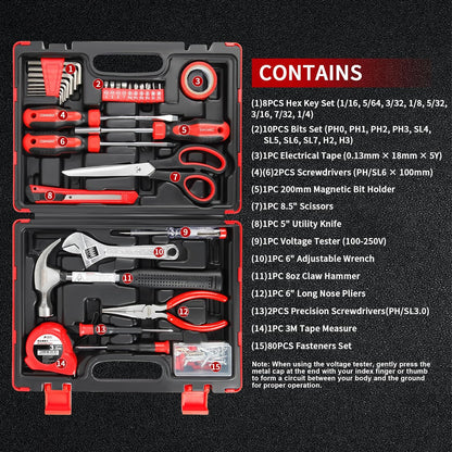 32 Piece Home Repair Tool Kit, General Household and DIY Basic Tool Kit with Wrenches, Screwdrivers, and Toolbox for Home, Garage, Office
