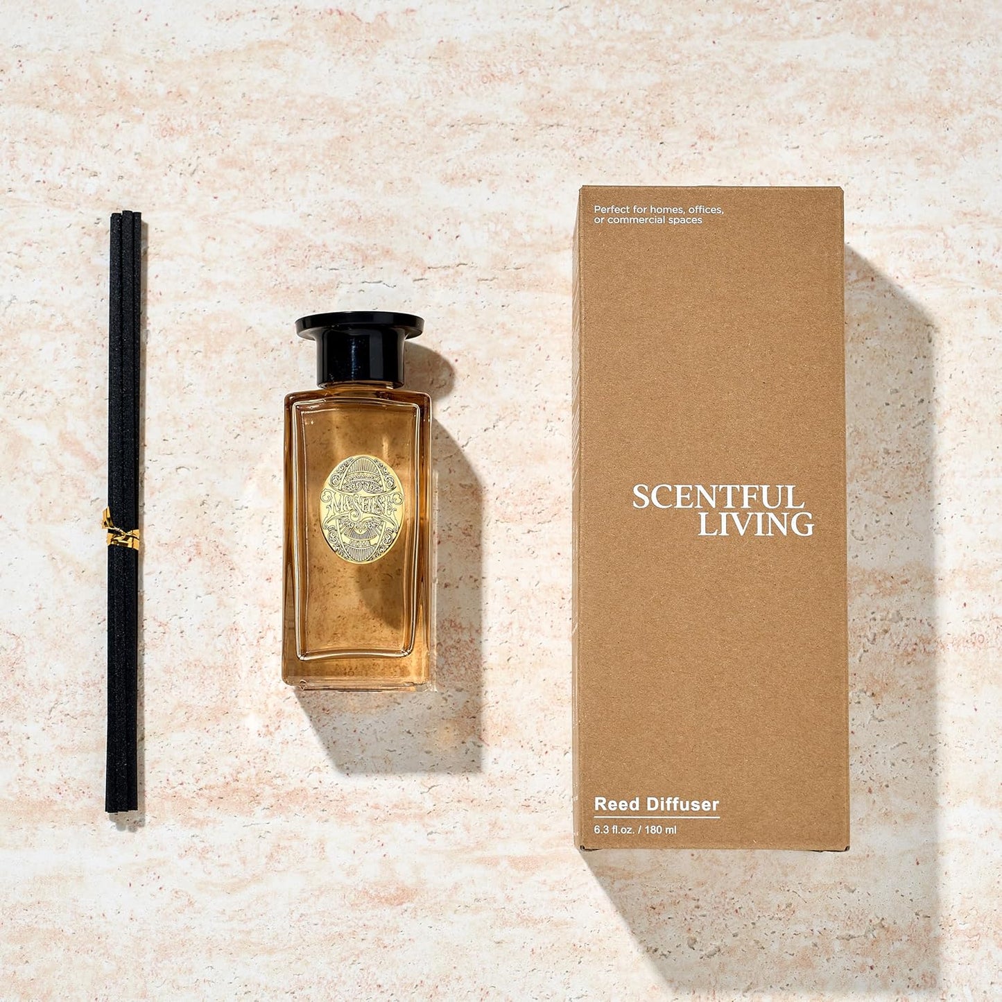 M&SENSE 6.3 oz Large Reed Diffuser Set | Lime+Basil Scent Oil Diffuser with Sticks | Hotel Collection Non-Toxic Home Fragrance |for Bedroom Bathroom Living Room - Colors B