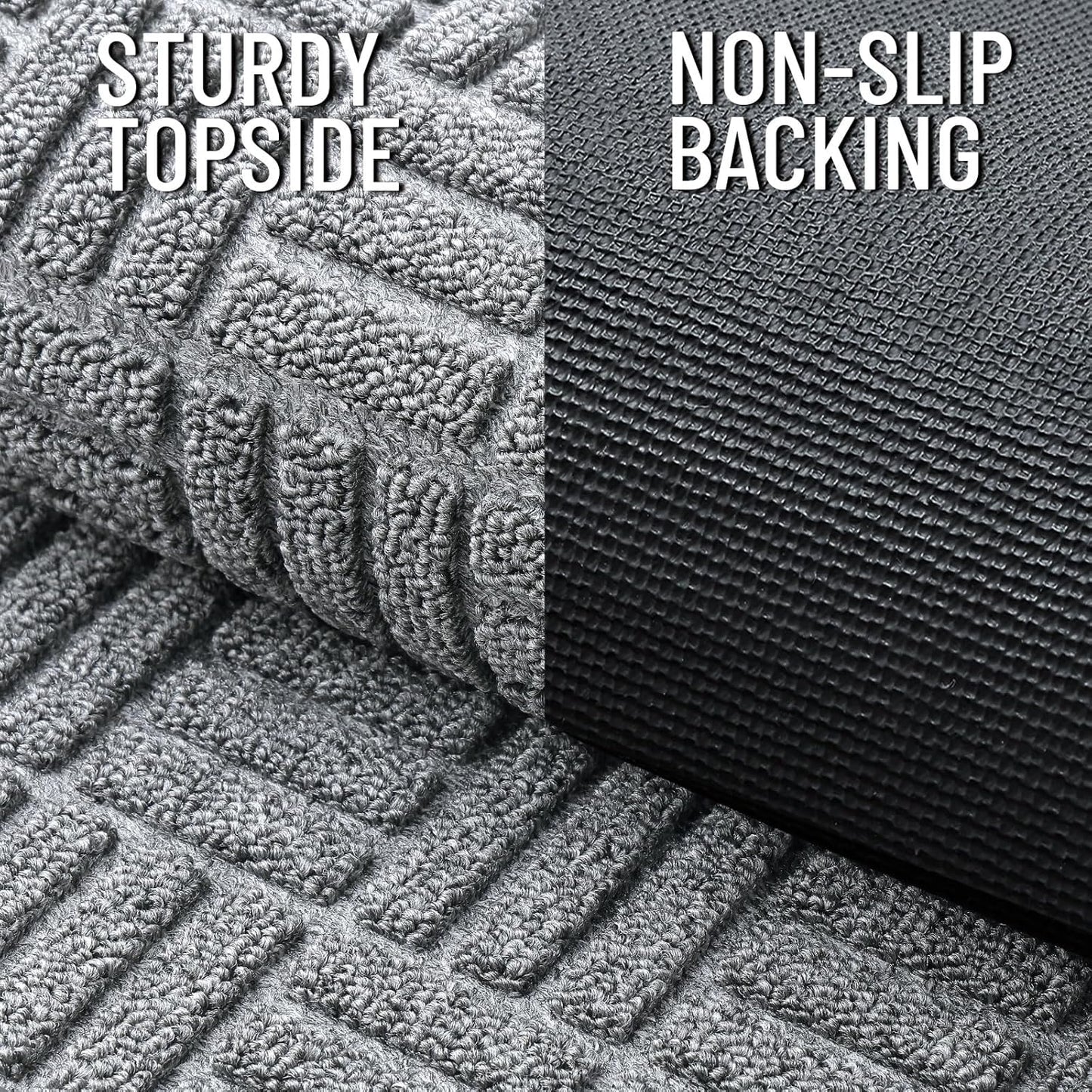OLANLY Front Door Mat Outside Entrance 29.5x17, Absorbent, Heavy Duty Sturdy Natural Rubber Doormat Indoor Outdoor, Stain and Fade Resistant, Non-Slip Backing Low Profile Floor Mat for Entryway, Grey