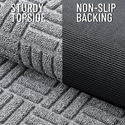 OLANLY Front Door Mat Outside Entrance 29.5x17, Absorbent, Heavy Duty Sturdy Natural Rubber Doormat Indoor Outdoor, Stain and Fade Resistant, Non-Slip Backing Low Profile Floor Mat for Entryway, Grey