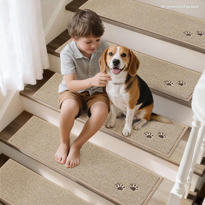 BEQHAUSE Stair Treads for Wooden Steps 28inX9in, Non Slip Carpet Stair Treads Indoor Stair Runners Machine Washable, Soft Stair Rugs Mat Surface Polyester TPE Backing, 4pcs, Charcoal