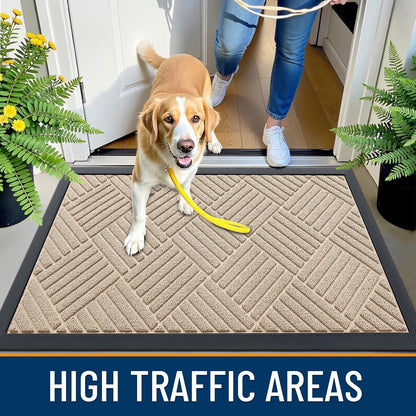 OLANLY Front Door Mat Outside Entrance 29.5x17, Absorbent, Heavy Duty Sturdy Natural Rubber Doormat Indoor Outdoor, Stain and Fade Resistant, Non-Slip Low Profile Floor Mat for Entryway, Grey Diamond