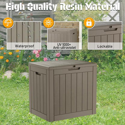NUNU LAB Outdoor Storage Box, 45 Gallon Outside Deck Box Waterproof, Resin Outdoor Storage Cabinet With Lockable Lid, Backyard Storage Bench For Garden Tools, Patio Cushions, Pool Tools, Black