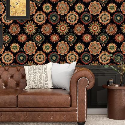 BOKEBEVE Leaves Contact Paper Floral Wallpaper Stick and Peel Boho Damask Wall Paper for Liner Drawer Cabinet Backsplash Renter Friendly Waterproof 17.5 x 118In