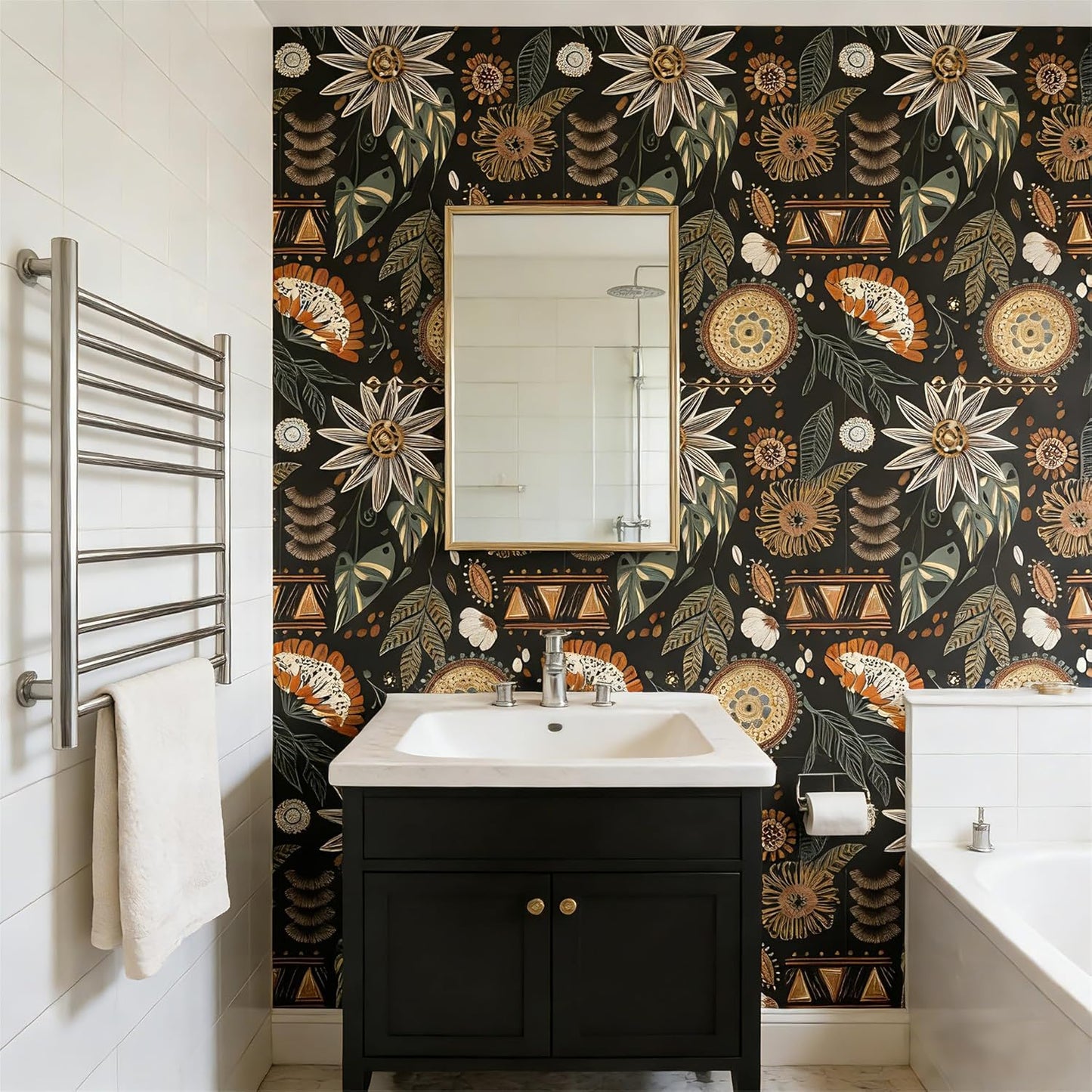 Peel and Stick Wallpaper Removable Self-Adhesive, Renter Friendly Waterproof Vinyl Contact Paper, Boho Self Stick Wall Paper for Bedroom Bathroom Cabinet Furniture Makeover, 17.5" x 118"