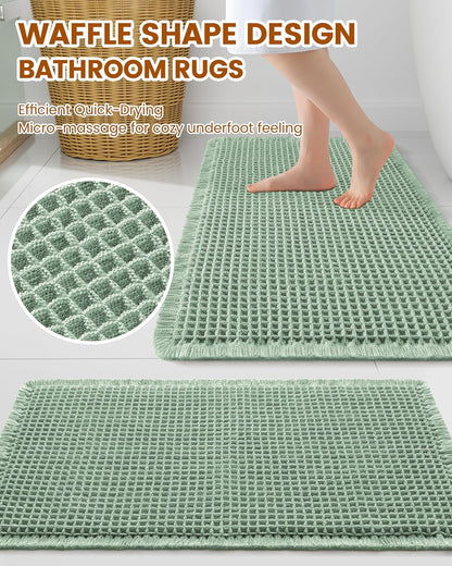 Smiry Waffle Bath Mat 30x20, Extra Soft Absorbent Bathroom Rugs, Non Slip Machine Washable Quick Dry Bath Rugs for Bathroom Floor, Tub, Shower, Home Decor Accessories, Brown