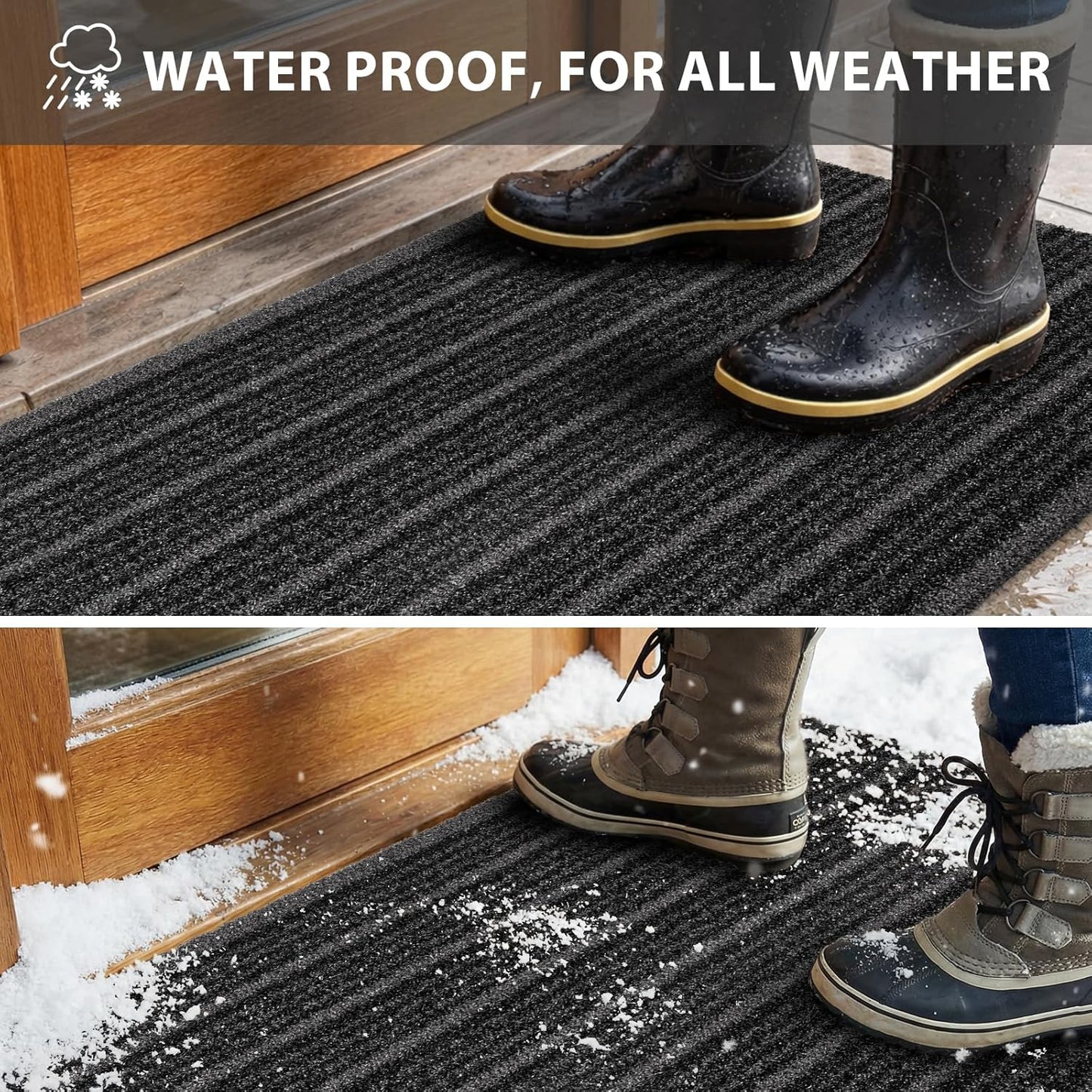 Outdoor Front Door Mat 32" x 48", Dirt Trapping Outside Entrance Rug, Non Slip Shoe Scraper, Heavy Duty Commercial Rug for Patio, Garage, Traffic Area, Office, Roll Packing