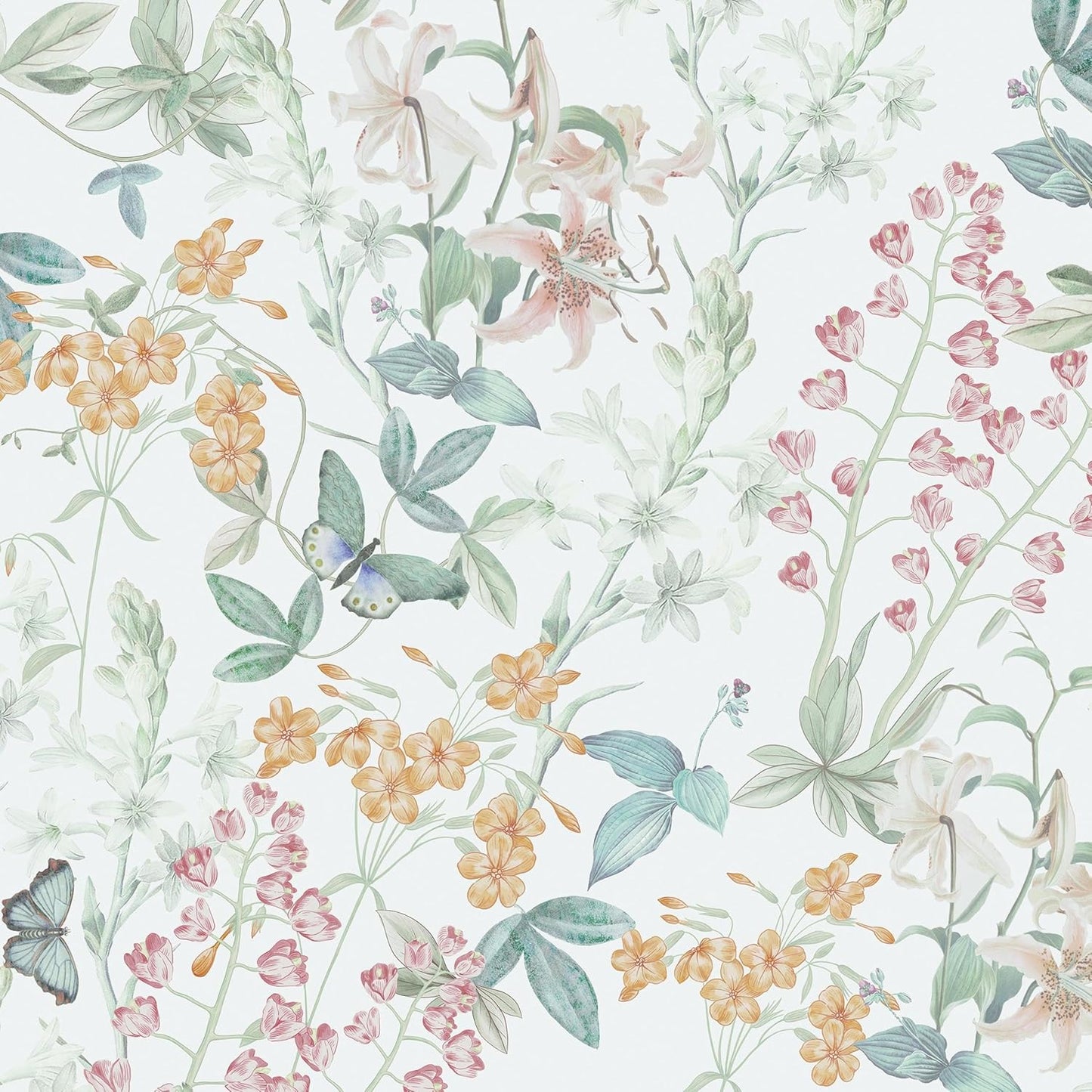 Dimoon 17.3''x78.7'' Vintage Peel and Stick Wallpaper Boho Beige Neutral Contact Paper White Floral Bird Wallpaper Removable Botanical Renter Friendly Modern Wall Paper Bedroom Bathroom Vinyl Roll