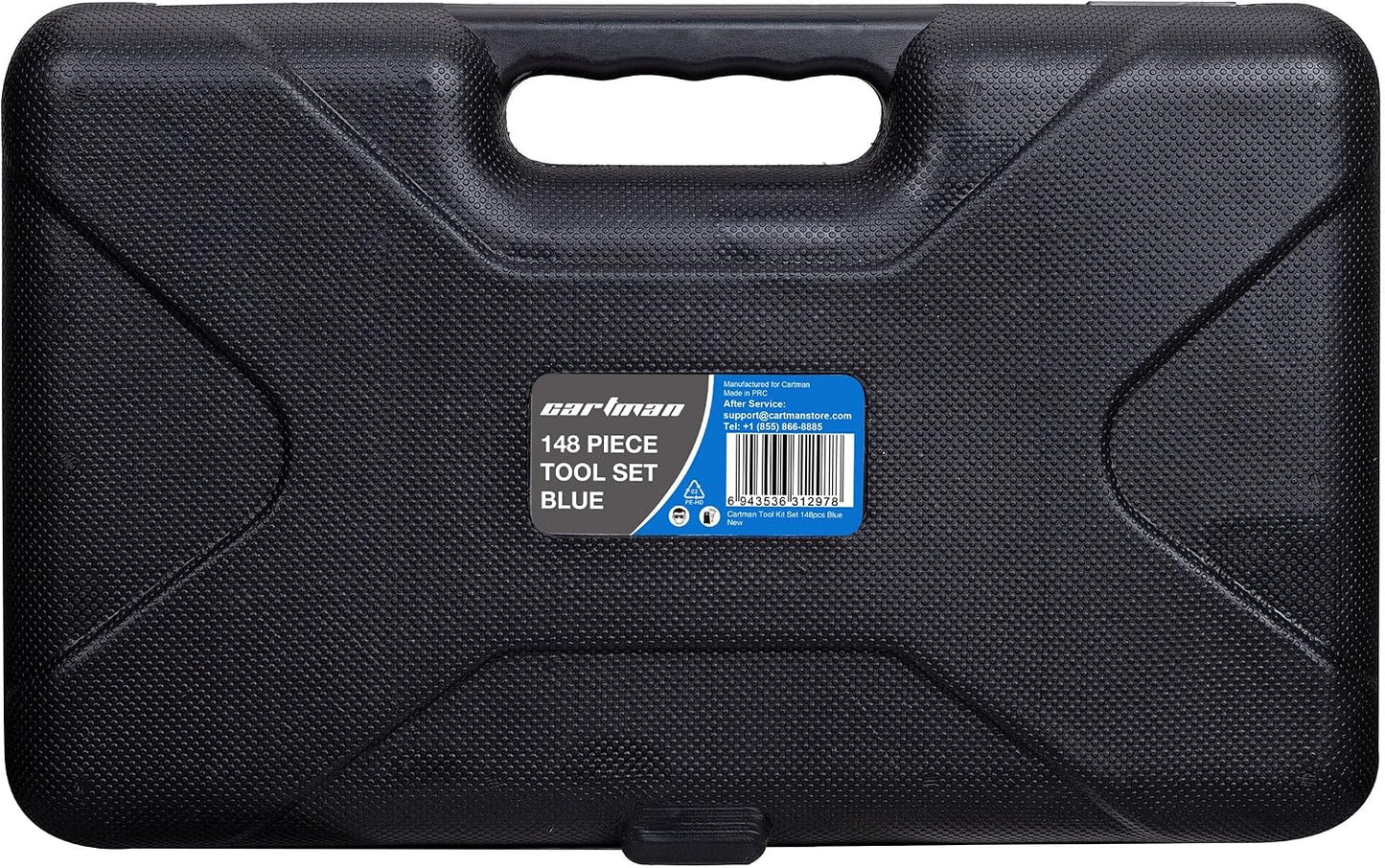 CARTMAN 148-Piece Automotive And Household Tool Set, Blue Repair Kit Case | Versatile tool assortment for car maintenance, home repairs, DIY projects, furniture setup, and daily fixes in a molded case.