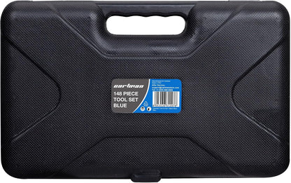 CARTMAN 148-Piece Automotive And Household Tool Set, Blue Repair Kit Case | Versatile tool assortment for car maintenance, home repairs, DIY projects, furniture setup, and daily fixes in a molded case.