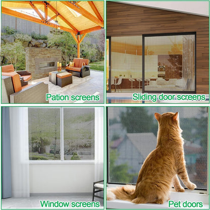 QWR Pet Proof Window Screen Replacement Kit, 39"x118" Durable High Hardness Screen Mesh Replacement Window Screens Repair Kit for Sliding Screen Door,Patio and Windows.(Folded Package with Tool Kit)
