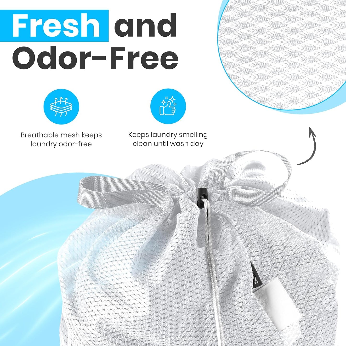 Mesh Laundry Bags 24 x 36 In, 2-Pack - Handy Laundry Heavy Duty Net Bag | Holds a Full Load, Tear-Resistant Wash Sack with Drawstring, Handles, Machine Washable, Hamper Liner, Dorm, Travel, White
