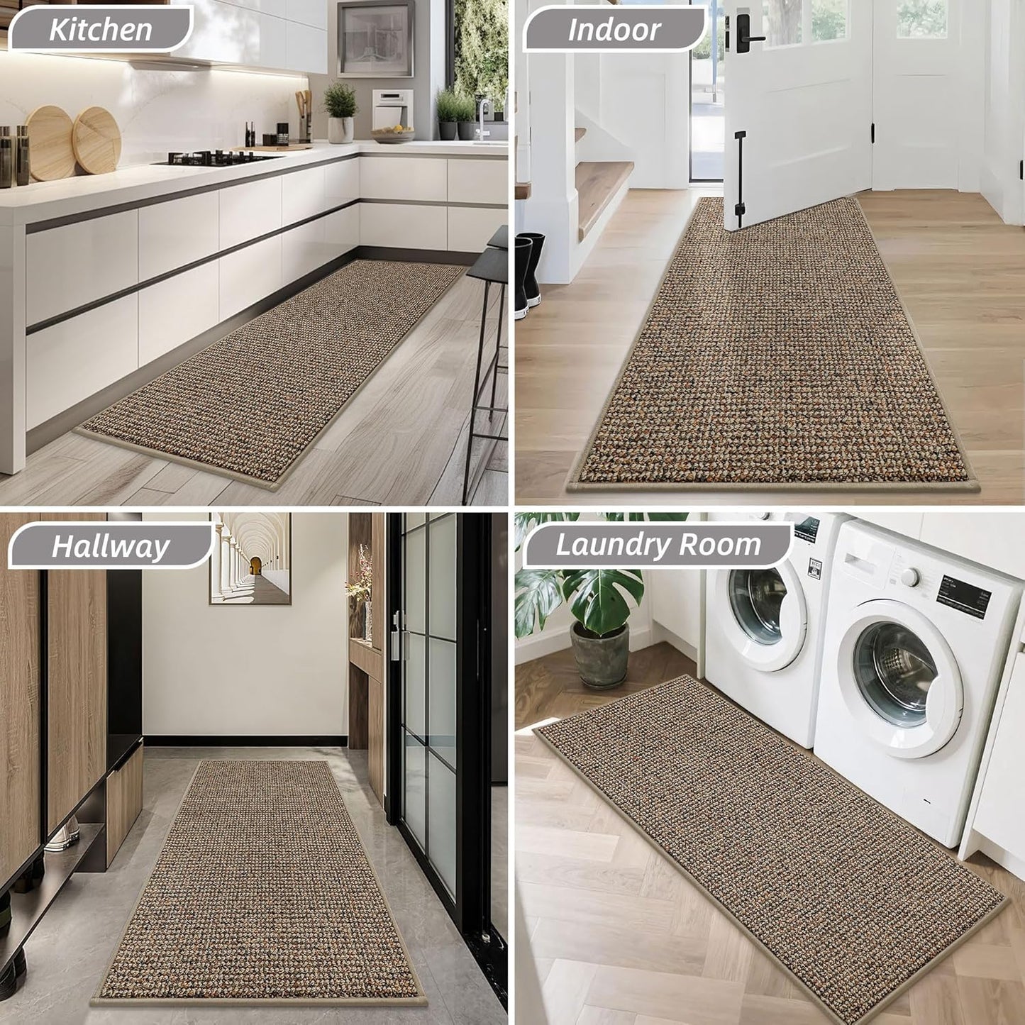 BEQHAUSE Dirt Trapper Door Mat 20" x 32", Non-Slip Washable Doormats Entrance Mat, Dirt Resistant and Absorbent Welcome Mat, Low Profile Floor Mats for Front Back Door and Entryway, Beige