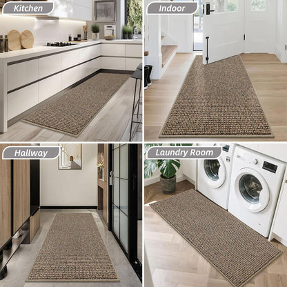 BEQHAUSE Dirt Trapper Door Mat 20" x 32", Non-Slip Washable Doormats Entrance Mat, Dirt Resistant and Absorbent Welcome Mat, Low Profile Floor Mats for Front Back Door and Entryway, Beige