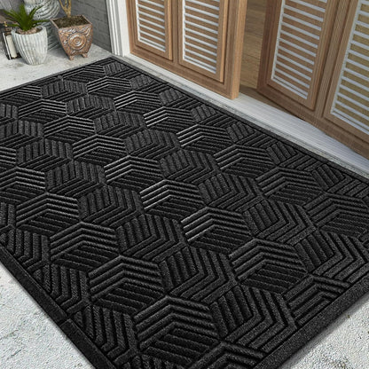 Yimobra Front Door Mat, All-Season Waterproof Outdoor Mat for Entrance with Drainage Holes, Heavy Duty Non-Slip Doormat for Garage Patio Entryway Indoor, 29.5x17, Red