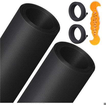 2PACK MAGZO Window&Door Screen Replacement Kit, 48''W x 99''L, with Retainer Spline (Total 65.6 FT) and Press-Fit Roller Tool, Scratch-Proof Polyester, Mesh Roll Repair for Patio, Pet Friendly, Grey