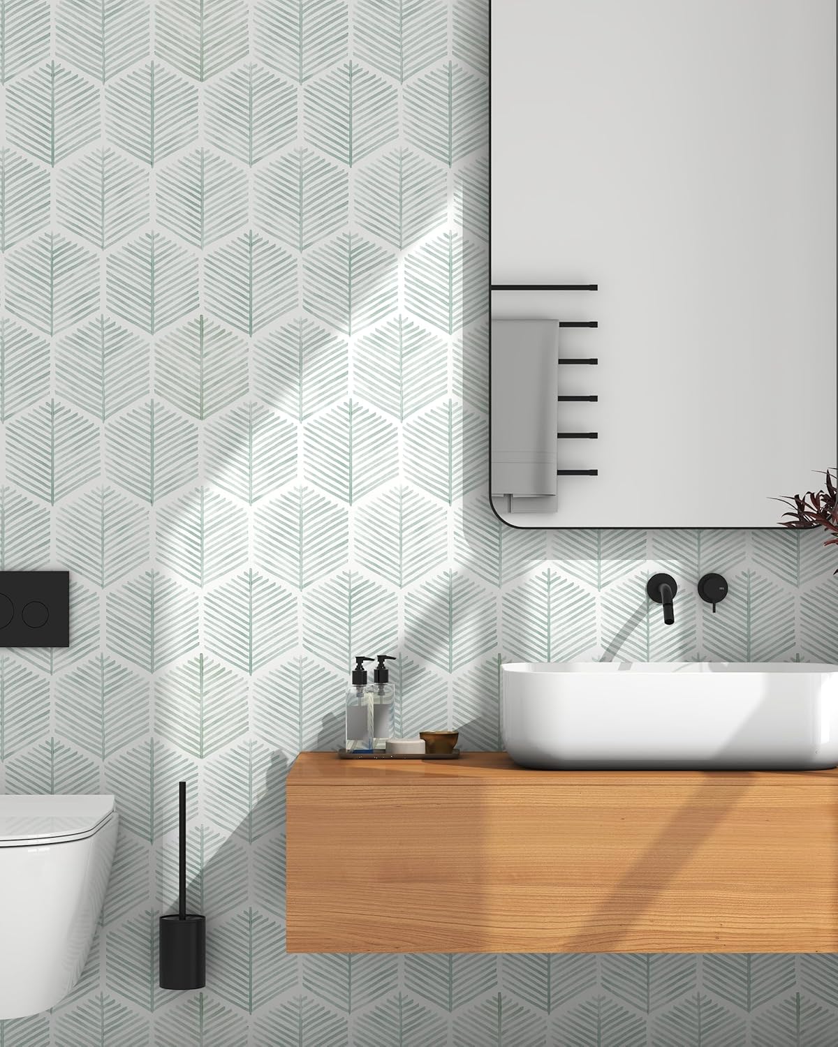 Modern Peel and Stick Wallpaper 17.3''×78.8'' Self Adhesive Wallpaper Boho Contact Paper Beige and White Geometric Wall Paper Removable Decorative Wallpapers for Bedroom Bathroom Cabinets Decor Vinyl
